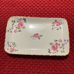 ROYAL CHELSEA 6 x  4” Cabbage Rose Tray English China Made in England
